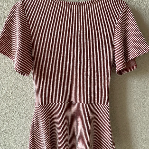 Red & White Striped Ribbed Flutter Sleeve Top - Picture 5 of 5